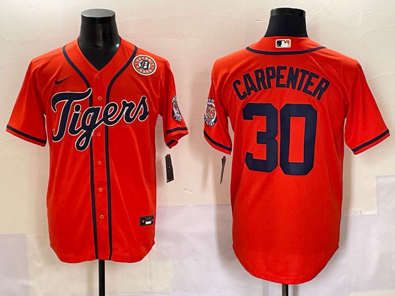 Men 2025 Detroit Tigers #30 Carpenter Orange Game Nike MLB Jersey style 5